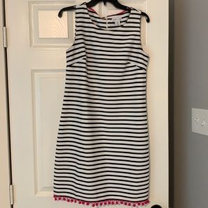 Fitted stripe dress work cocktail hot pink